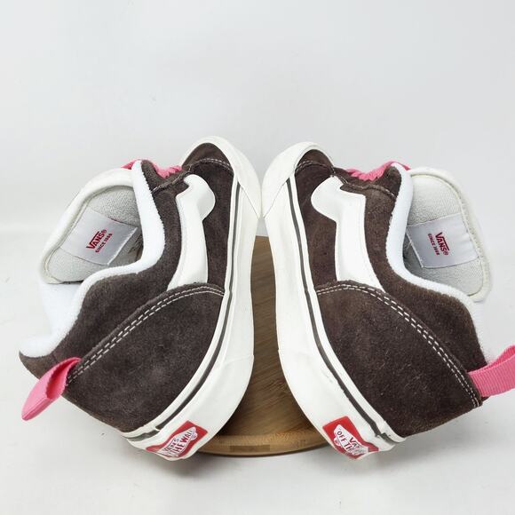 Vans Knu Skool Shoes Womens 10.5 Brown Suede Pink Laces Fat Tongue Skate Sneaker - Picture 9 of 13